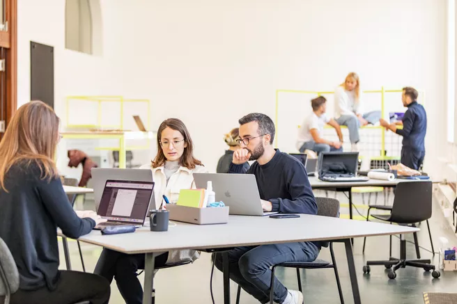 Students learn together in group study room